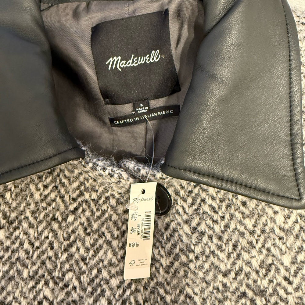 Madewell Gray Tweed Utility Jacket with Black Collar - Picture 7 of 8